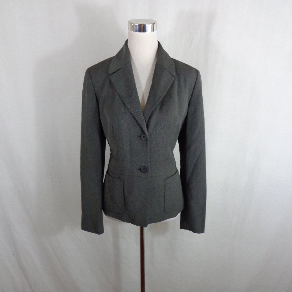 Ann Taylor Dark Gray Fitted Two-Button Blazer